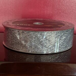 Member's Mark Premium Wired Ribbon 1.5" x 50 yards Sheer Silver Glitter New Seal